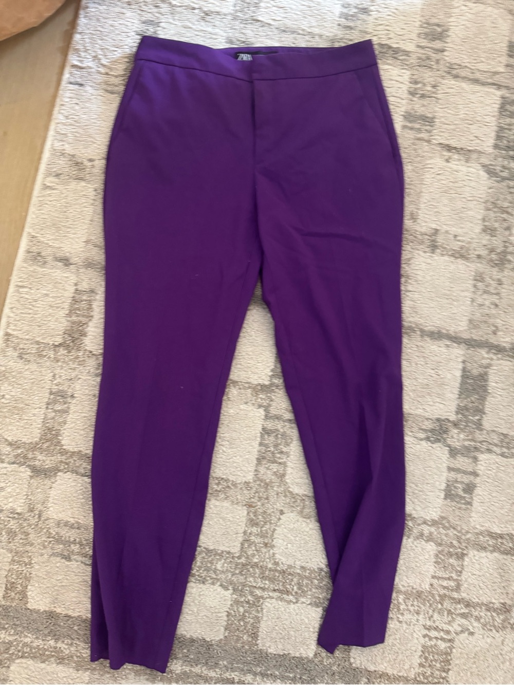 Zara Purple Slim Ankle Work Pants | Office Chic Career Trousers | Size 4